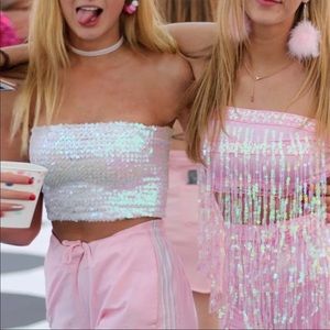Iridescent Sequin Tube Top